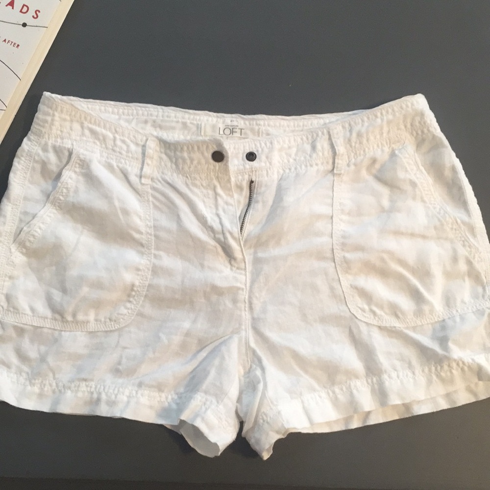 Loft white linen shorts